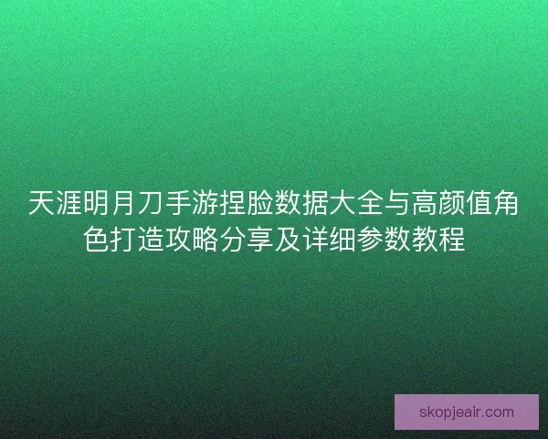天涯明月刀手游捏脸数据大全与高颜值角色打造攻略分享及详细参数教程