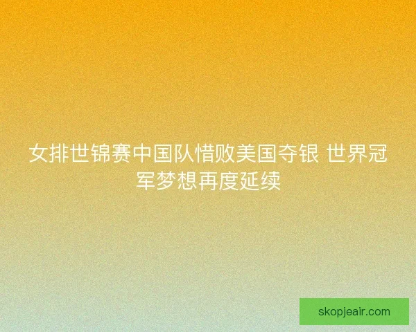 女排世锦赛中国队惜败美国夺银 世界冠军梦想再度延续