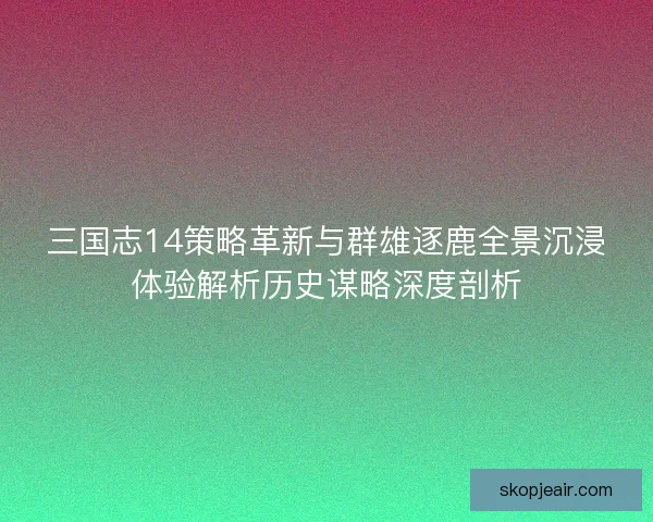 三国志14策略革新与群雄逐鹿全景沉浸体验解析历史谋略深度剖析